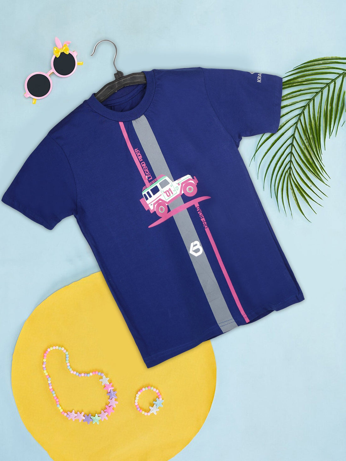Printed Cotton T-Shirt for Kids | Soft Half Sleeve Tee with Jeep Cartoon Design | Comfortable Casual Wear for Boys & Girls