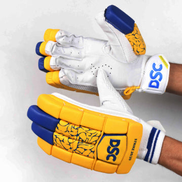 DSC Strike 20/20 Cricket Batting Gloves Yellow Mens Size
