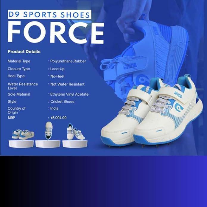 DNine Sports Force Cricket Bowling Shoes for Men