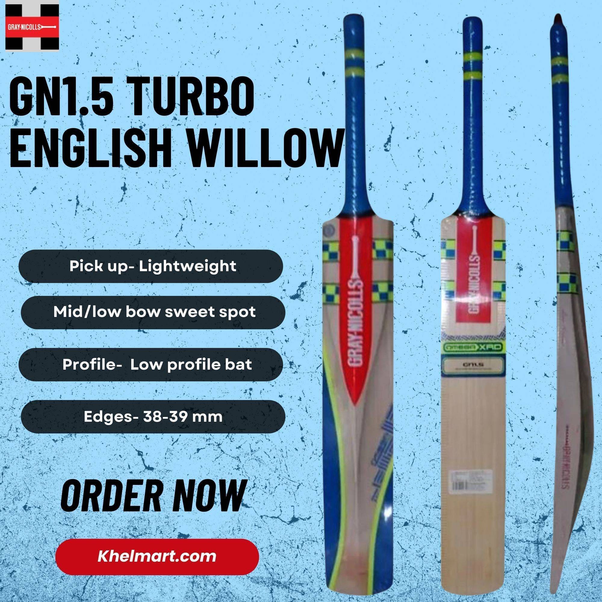 Gray Nicolls GN1.5 Turbo English Willow Cricket Bat Size SH