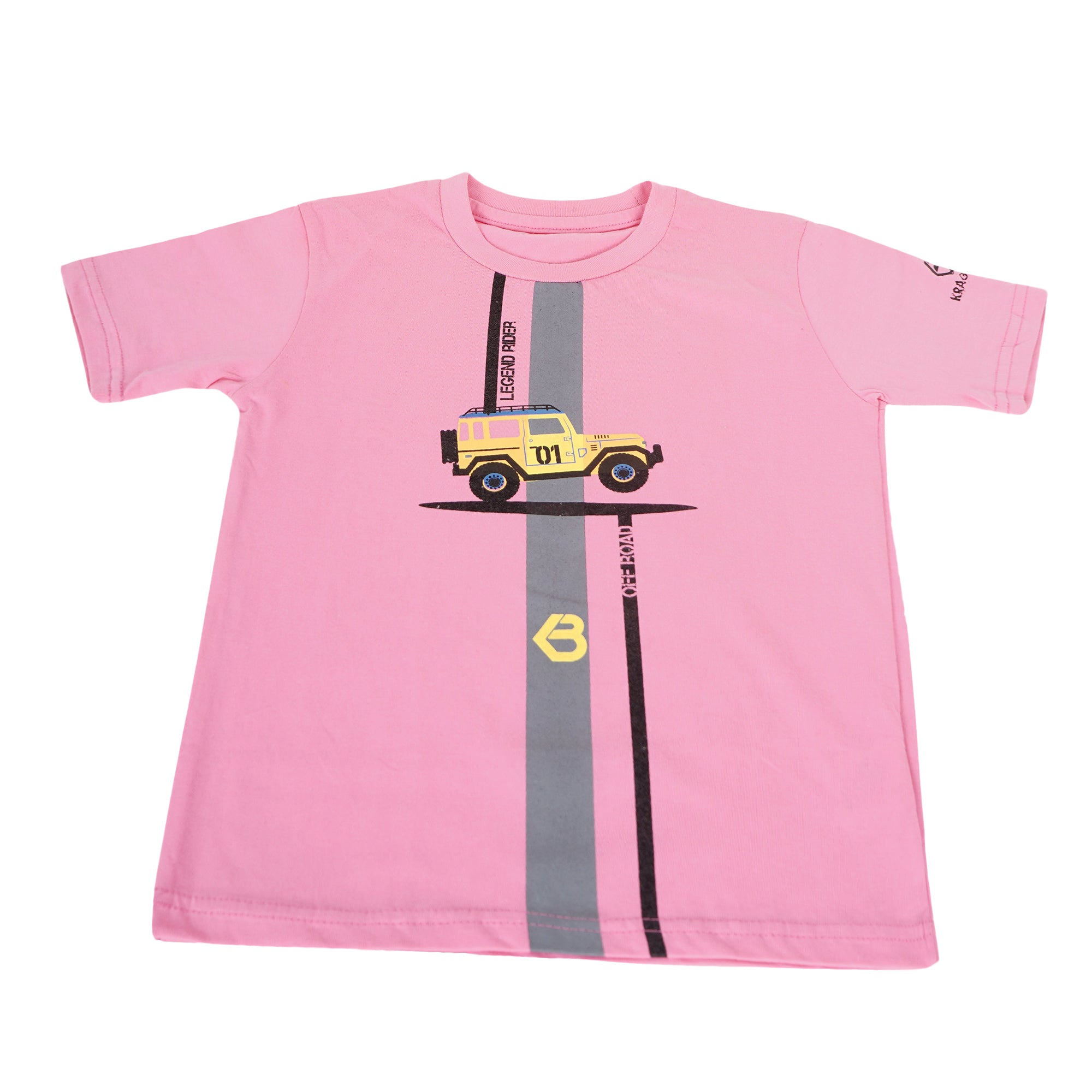Printed Cotton T-Shirt for Kids | Soft Half Sleeve Tee with Jeep Cartoon Design | Comfortable Casual Wear for Boys & Girls