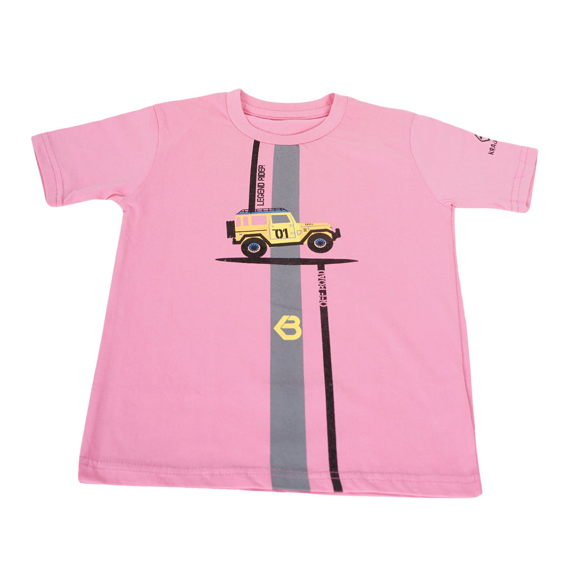 Printed Cotton T-Shirt for Kids | Soft Half Sleeve Tee with Jeep Cartoon Design | Comfortable Casual Wear for Boys & Girls