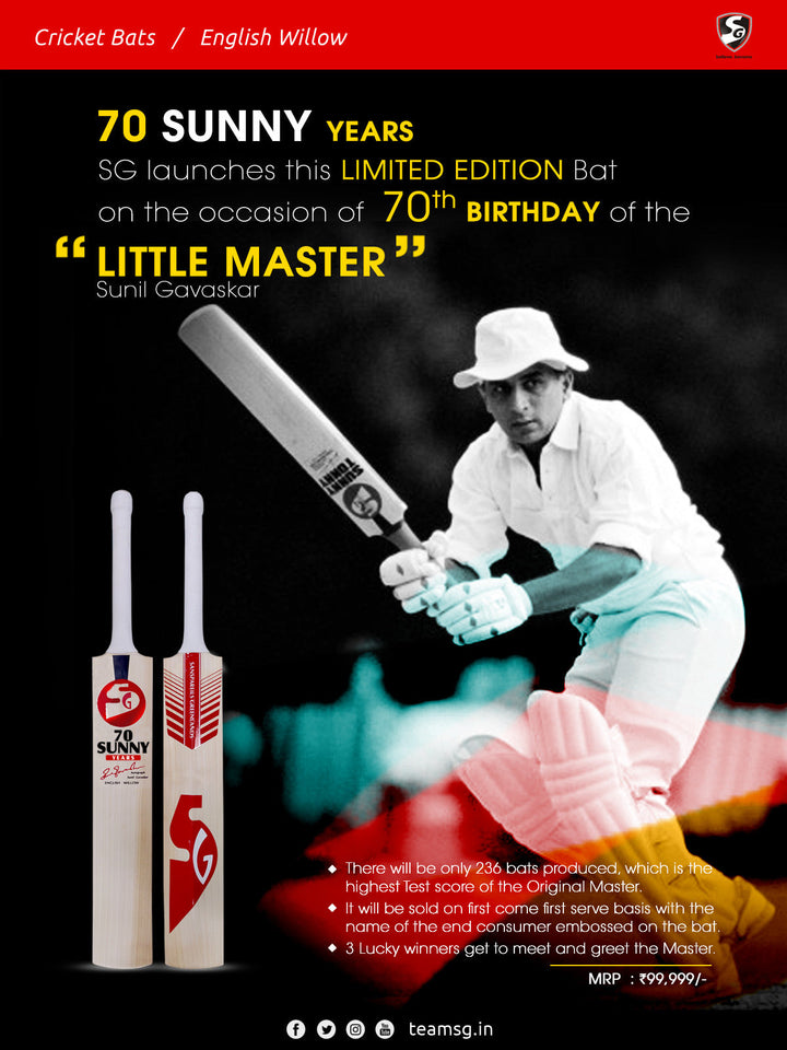 SG Sunny 70 Years “Little Master” Players Bat - Cricket Bat